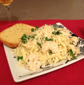 Plated Lemon Shrimp Linguine