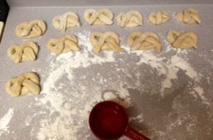 dough rolled into pretzels