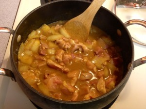 Raw chicken in pot