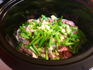 Green Onions over steak